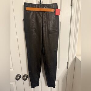 Faux leather joggers.